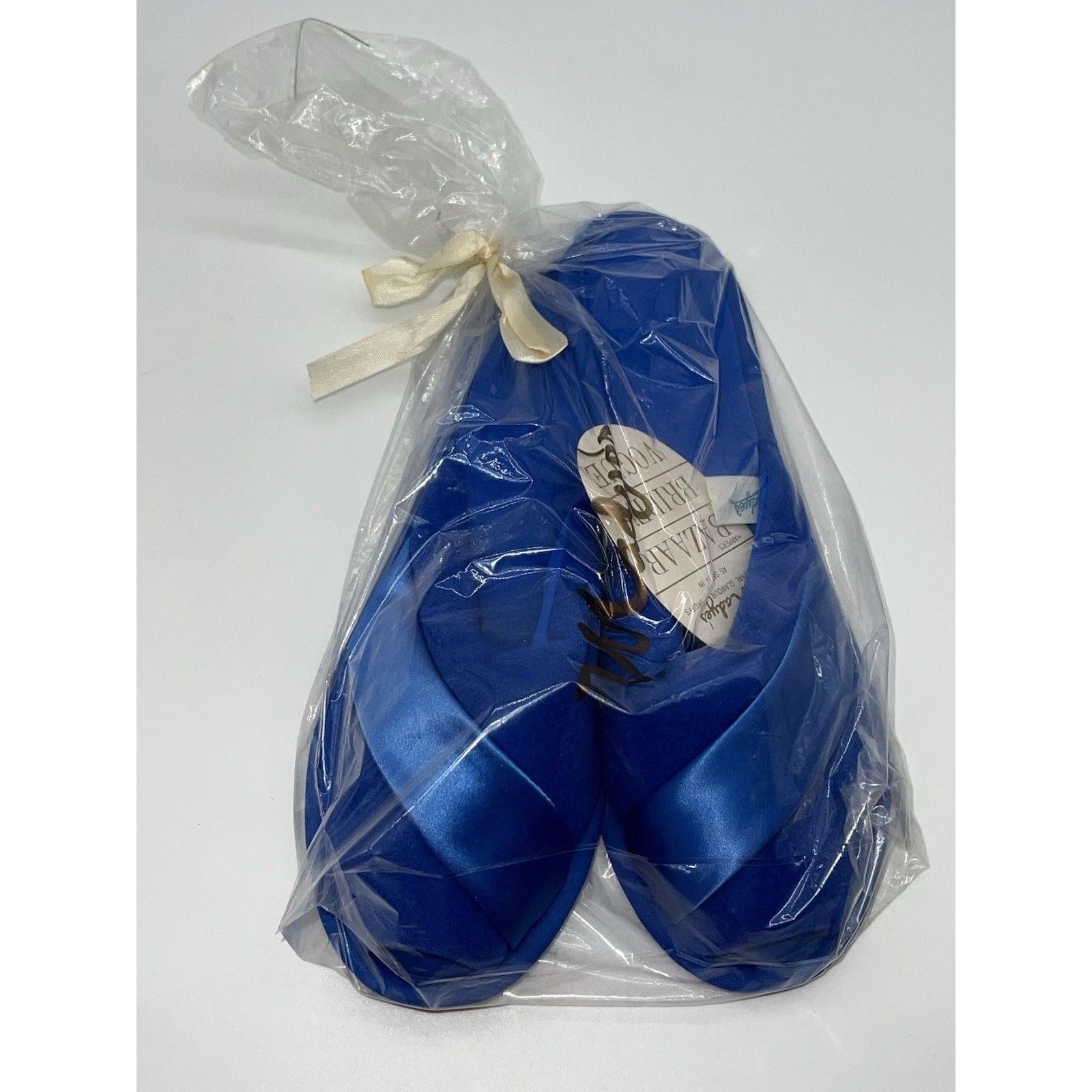 Vtg Nib Madye’s Glamour Skuffs Slippers W/Fabric-Satin/Accent Royal Blue-M 7-8